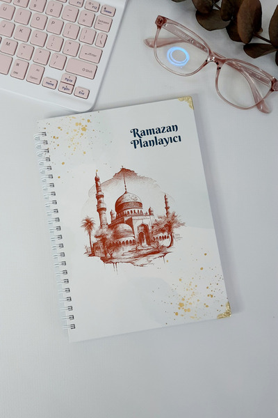 Burak Baskı Tasarım Ramadan Planner - Undated, Cardboard Cover and Golden Agenda