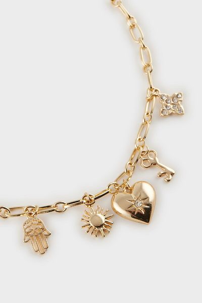 DeFacto Damen-Charm-Halskette mit goldenen Details E4468AXNS