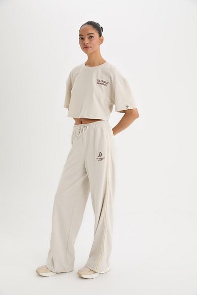 DeFacto Fit Nba Los Angeles Lakers Wide Leg Wide Leg Standardgröße Pique Sportsman Hose D6120ax25sp