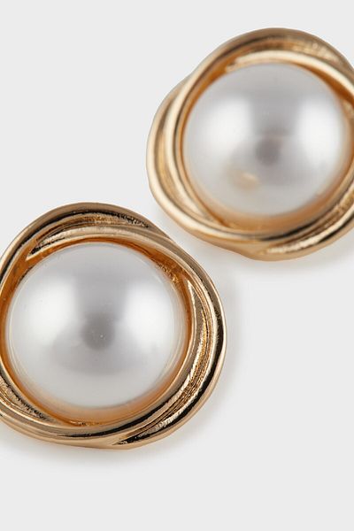 DeFacto Damen-Ohrringe mit goldenen Details und Perlen – E3980AXNS