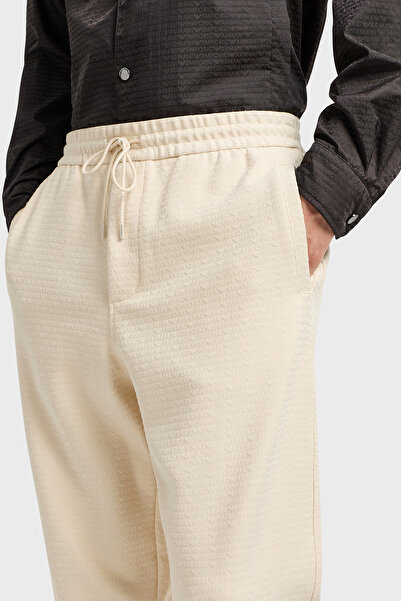 Emporio Armani Men's Jogger Pants - Jacquard, Stretch Cotton, High Waist Elastic Leg, Regular Fit Pant