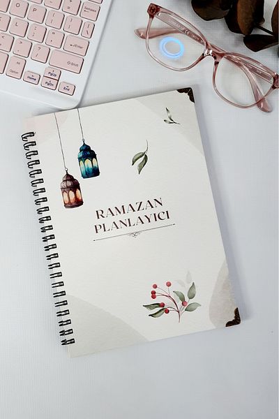 Burak Baskı Tasarım Ramadan Planner - Undated, Cardboard Cover and Colorful Lamp