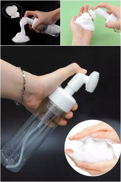 ANI OFİS KIRTASİYE A K Facial Cleansing Foam Machine, Transparent, Silicone Brush, Refillable Pump Bottle