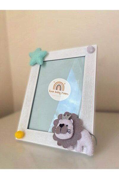 Leobabyroom White Lion Star Pompom Figured Baby/Kids Room Decorative Design Photo Frame