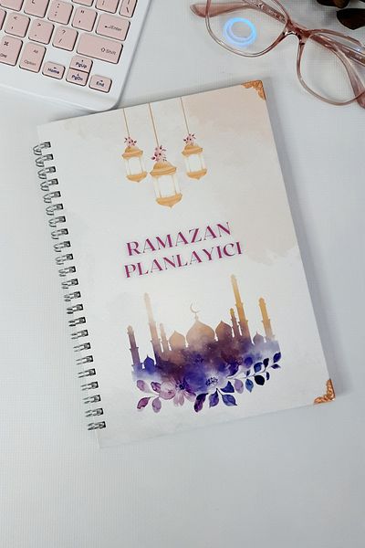 Burak Baskı Tasarım Undated Ramadan Planner, Purple Mosque Ramadan Agenda, Ramadan Diary Worship Tracking, Cardboard Cover