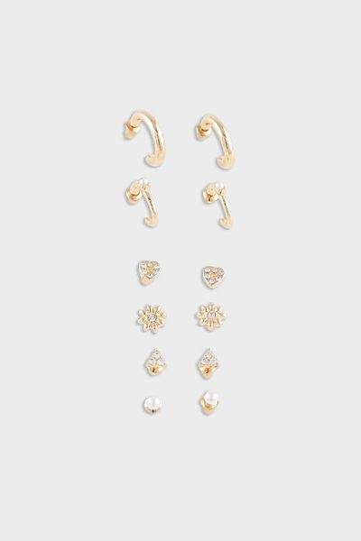 DeFacto Damen-Set mit 6 Goldohrringen E4430axns