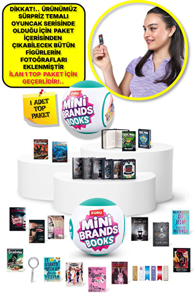 TOYFEST 1 Adet Mini Brands Mini Books Kitap Fügürleri Sürpriz Top Paket - 1 Adet