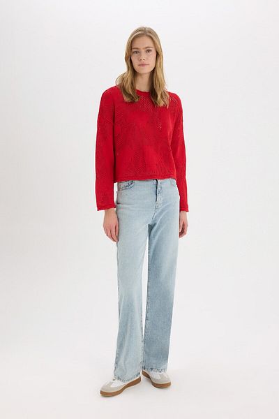 DeFacto Coool Basic Plain Crew Neck Knitwear Red Sweater E4682Ax25Sp