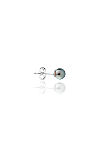 bymissmücevherat 925 Ayar Gümüş Tekli  Tahiti İnci (Metalik Renk) Erkek Küpe 6 mm