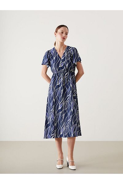 LC Waikiki New Season Double Breasted Collar Patterned Women's Dress - S5Jt64Z8
