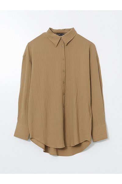 LC Waikiki LCWAIKIKI Klassisches, strukturiertes Oversize-Damenhemd