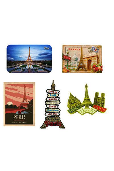 Vera Buzdolabı Magneti - 5'li Fransa Magneti Eyfel Kulesi Paris Magnet Seti