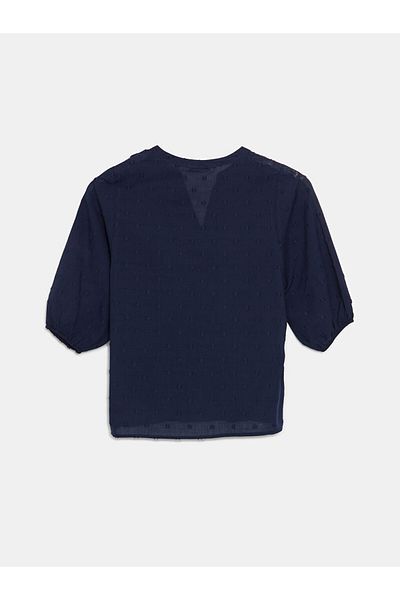 LC Waikiki Bluză pentru femei LCWAIKIKI Classic Runaway Guler Texturat cu mâneci cu bule
