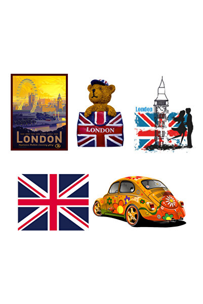 Vera Buzdolabı Magneti - 5'li İngiltere Magneti Londra İngiltere Bayrağı Ayıcık
