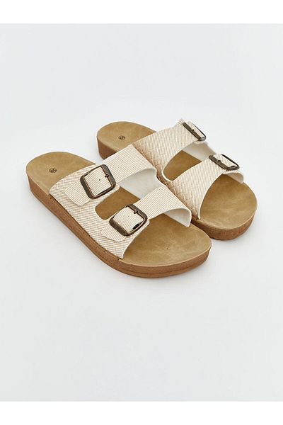 LC Waikiki Lcw Steps Beige Double Banded Buckle Women's Slippers