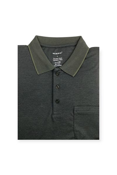 Sadık Collection Ercan Ανδρικό μπλουζάκι με κοντό μανίκι με λαιμόκοψη μεγάλου μεγέθους με τσέπη χακί χρώματος 0170