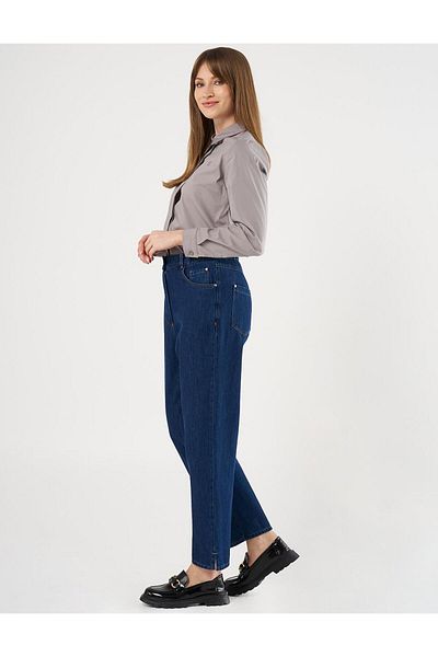 Kayra Navy Blue Denim Trousers - Slit Leg