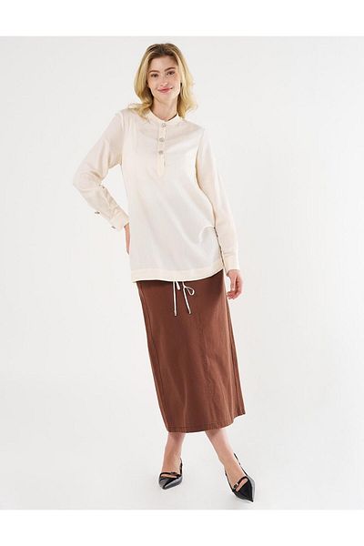KYR Ecru College Collar Shiny Tunic