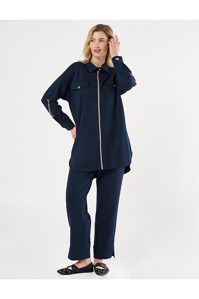 KYR Σκούρο Navy Blue Scuba Σετ δύο τεμαχίων - Λεπτομέρεια τσέπης