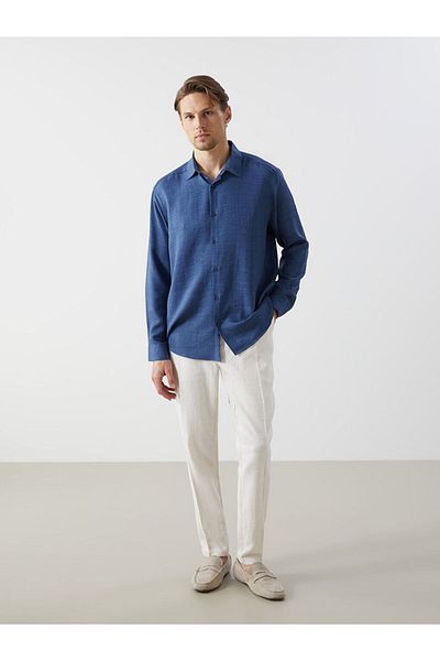 LC Waikiki Мъжка риза с дълъг ръкав LCW Vision Indigo Regular Fit