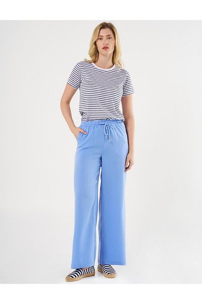 Kayra Airman Blue - Παντελόνι με φαρδύ πόδι με κορδόνια