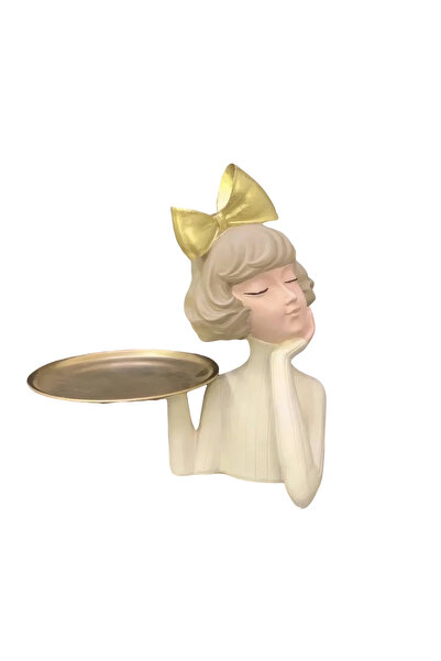 İki Cadı Tasarım Tepsi Tutan Kız, Sunumluk, Dekoratif Obje