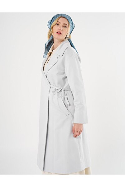 KYR Kruvaze Bağlamalı Trençkot Gri