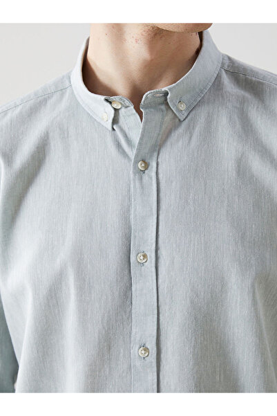 LC Waikiki Ανδρικό πουκάμισο με μακρυμάνικο λινό μείγμα LCW Vision Slim Fit