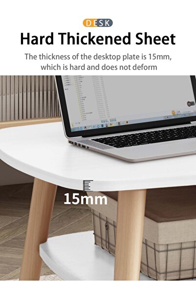 EqiEch Double Coffee Table, 2-Tier Storage Side Table for Living Room, 120x58x42cm