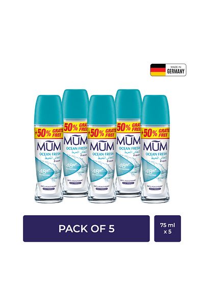 MUM - مزيل عرق رول أون 75 مل - عبوة من 5 قطع برائحة أوشن فريش