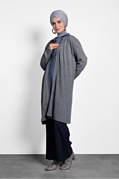 TRENDTESETTÜR Women's Gray (GREY-MELANGE) Knitwear Cardigan 40035