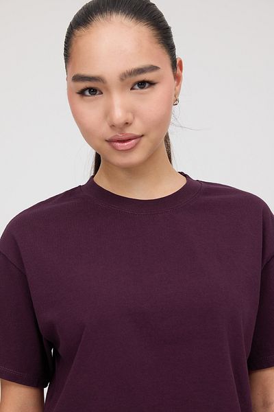 Addax Tricou Crop de bază cu gât crew P10377