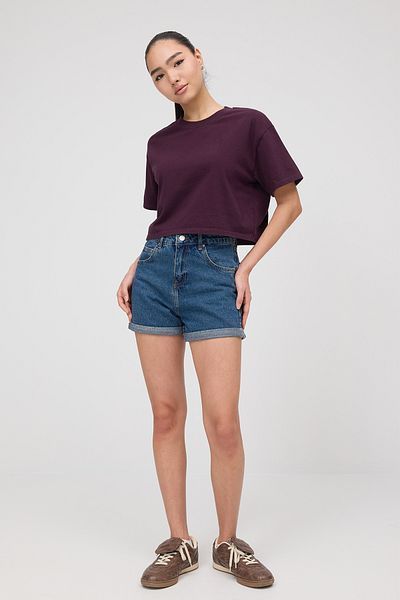 Addax Tricou Crop de bază cu gât crew P10377