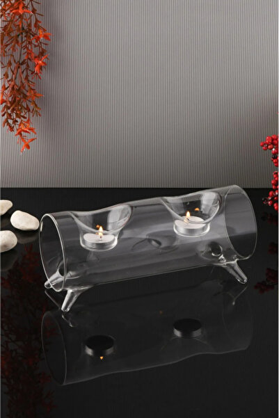 Kalya Concept Kalya 2'li Sıralı Cam Mumluk - Şeffaf Zarif Tasarım, Dekoratif ...