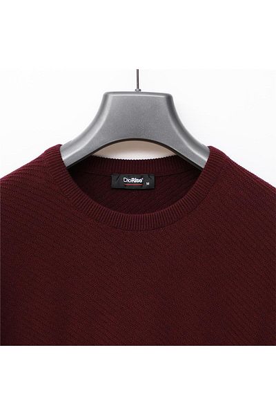 Dio Rise Men's Raffless Long Sleeve Slim Crew Neck Sweatshirt - 180909   - Dark Burgundy