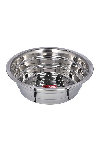 DELCASA Rice Strainer with Bottom Hole - Stainless Steel Rice Washing Bowl