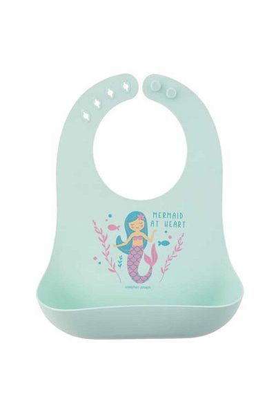 Stephen Joseph Green Silicone Baby Bib - Mermaid 6 Months+