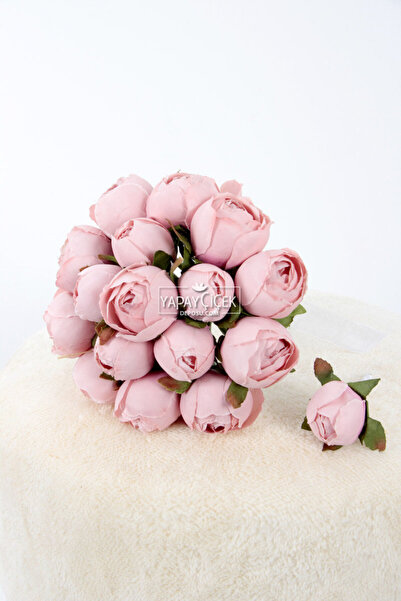 Yapay Çiçek Deposu Gelin Buketi 17li Şakayık Güller Lila