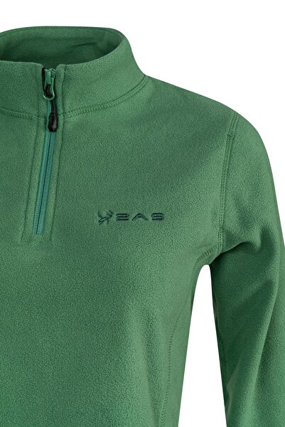 2AS Camila Kadın Yarım Fermuarlı İnce Polar Sweatshirt Yeşil