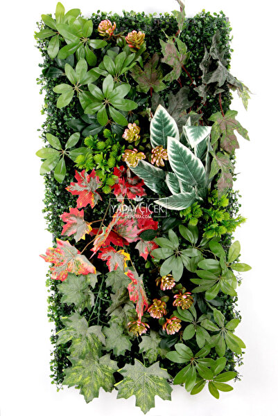 Yapay Çiçek Deposu Yapay Dikey Bitki Hazır Duvar Paneli 50x100 cm Model 10