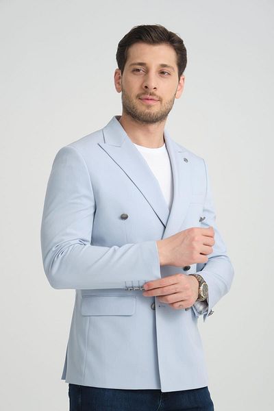 Ted Davıd Blue Double Breasted Jacket