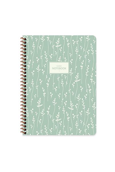 Mielibon Checked Notebook, 80 Sheets Notebook, Spiral Notebook, Checked Notebook Flora, Flower Pattern Notebook