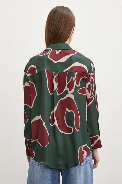 Never more Μωβ Σατέν Πουκάμισο - Σχέδιο με στάμπα