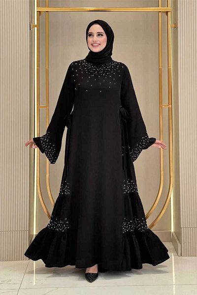 Bym Fashion Black Stonework Detailed Dress - 3933