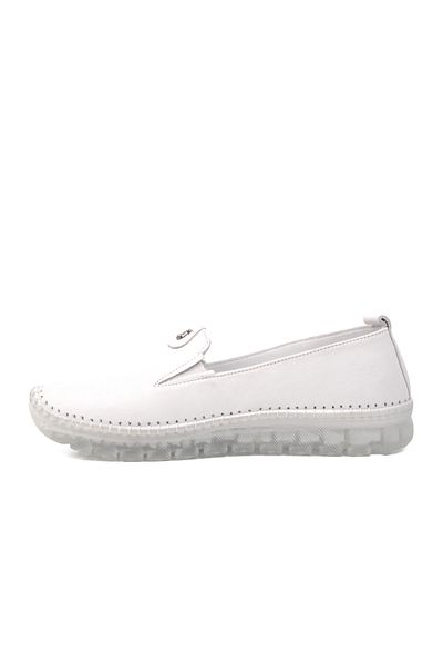 AYAKMOD Pantofi casual de damă albi din piele naturală