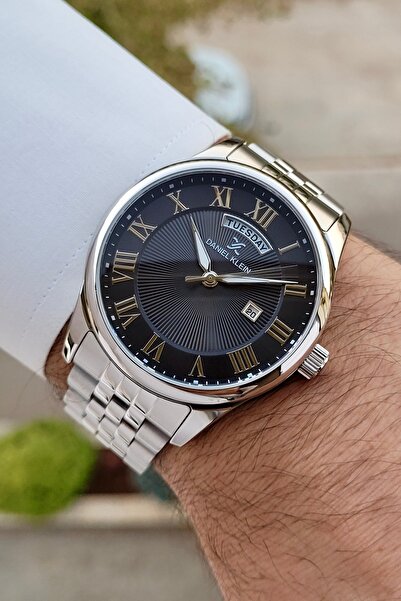 Daniel Klein Kadranı Siyah Kordonu Gri Renk Takvimli 24 Ay Garantili Erkek Ko...