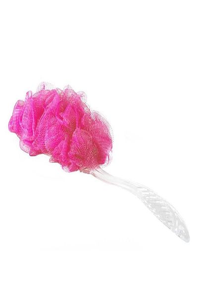 Dükkanönü Natural Pouch - Plastic Bath Back Scrub with Soft Brush, Long Detachable Handle