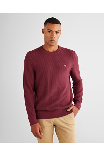 Gant Erkek Bordo Regular Fit Bisiklet Yaka Kazak