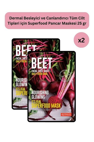 Dermal Superfood Beetroot Mask - Nourishing and Revitalizing, 25gr Set of 2, for All Skin Types