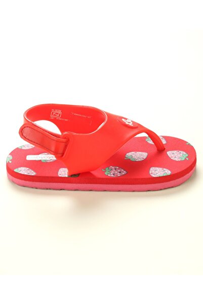 Babyoye Babyoye Flip Flops with Velcro Closure Strawberry Print - Red